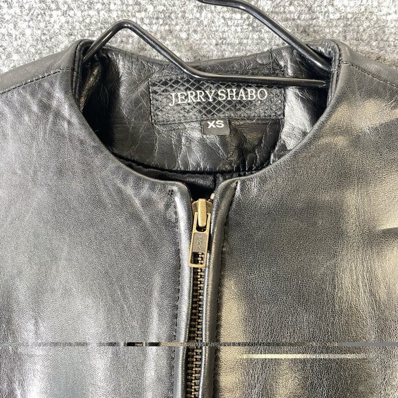 JERRY SHABO Black Soft Leather Jacket Minimalist XS Zip Front Fitted Luxury - Picture 6 of 12